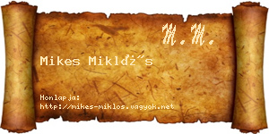 Mikes Miklós névjegykártya